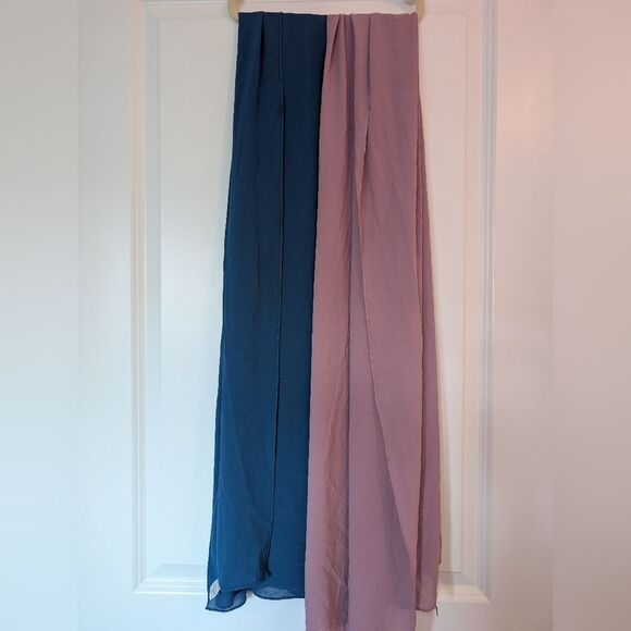 Voile Chic Set Of 2 Premium Chiffon Hijabs Pink Blue Modest Head Wrap Scarves - Picture 1 of 6